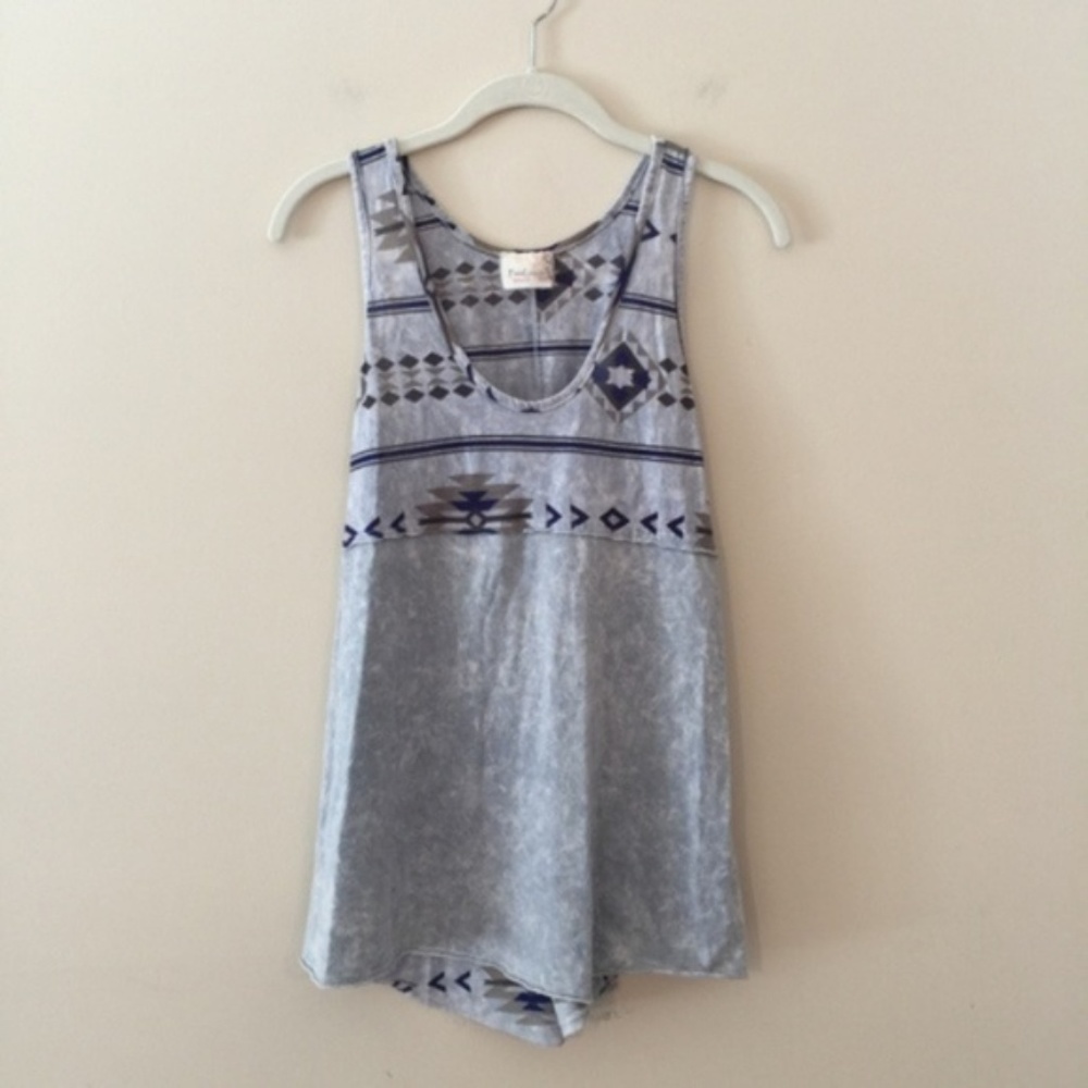 Freeloader Tribal Print Acid Wash Tank Size S